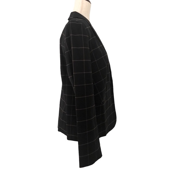 Windowpane Plaid Check Jacket by Liz Claiborne Size Large Black Camel - Picture 5 of 9